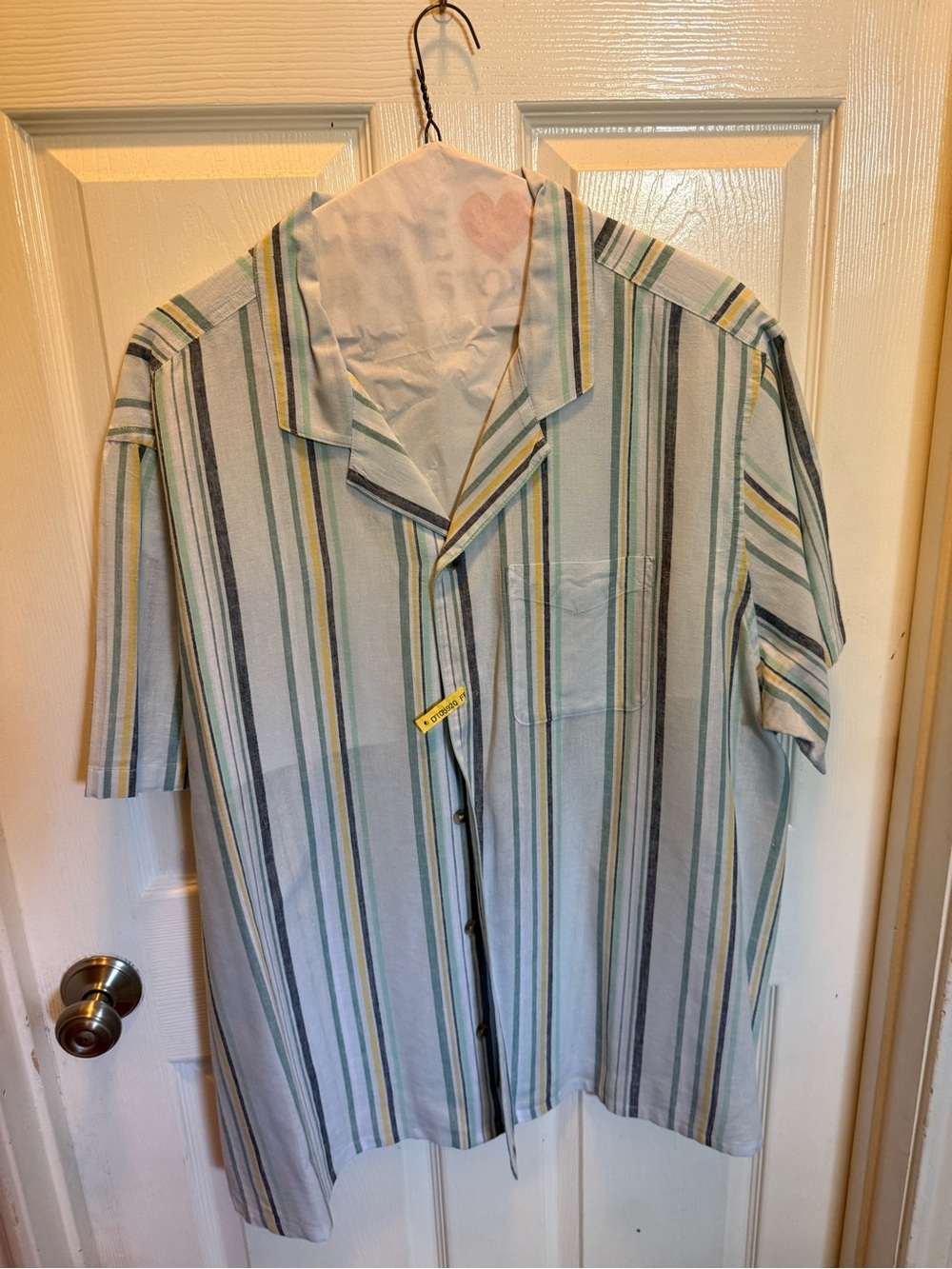 Men's Short-Sleeve Striped Button-Up Shirt in Light Blue